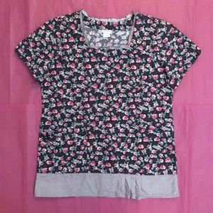 Laura Ashley Floral Roses Scrub Top Size Small